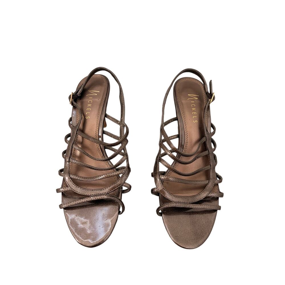 vintage y2k nickels brown metallic multi strap cage heels size 8 heels
